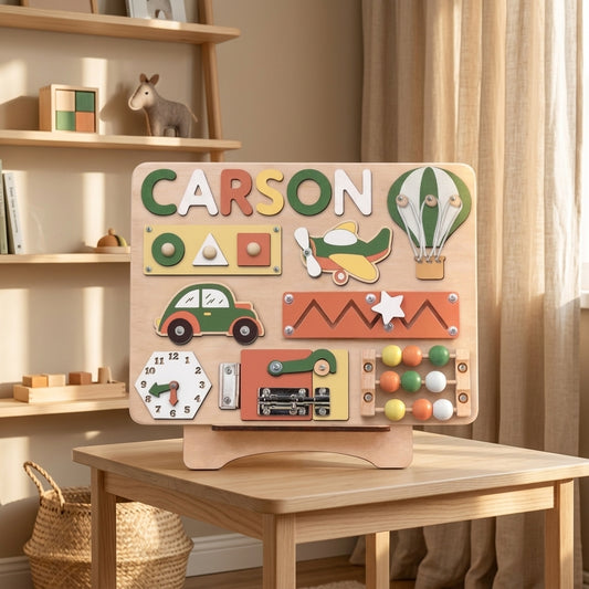 personalized montessori busy board lifestyle