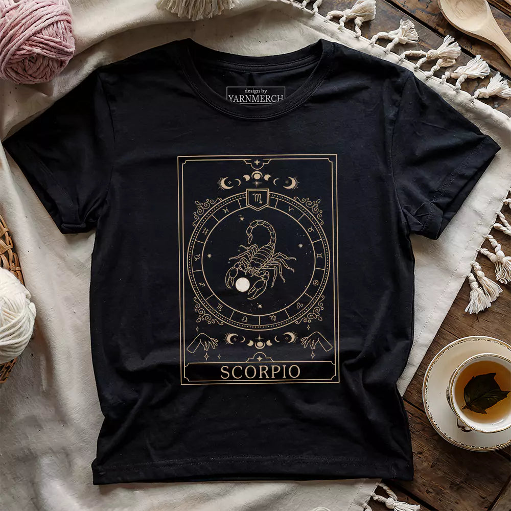 scorpio yarn tarot t shirt black