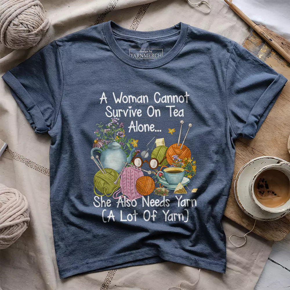tea yarn lover t shirt heather navy