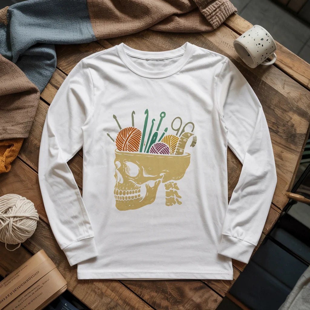 white MurderYarnLongSleeveT shirt