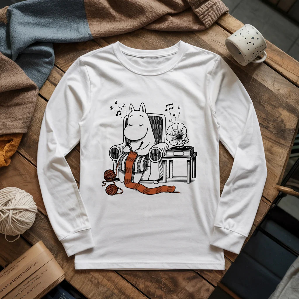 white TheGentleHippoKnitterLongSleeveT shirt