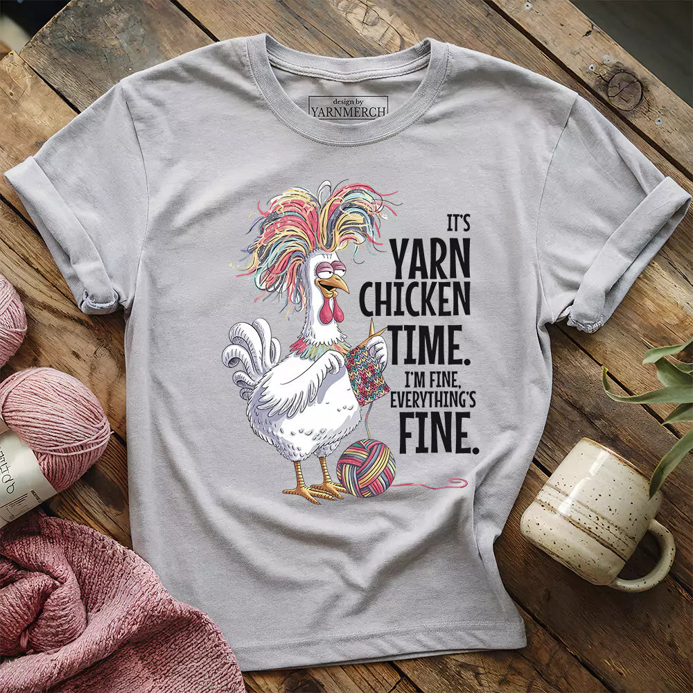 yarn chicken time t shirt athletic heather