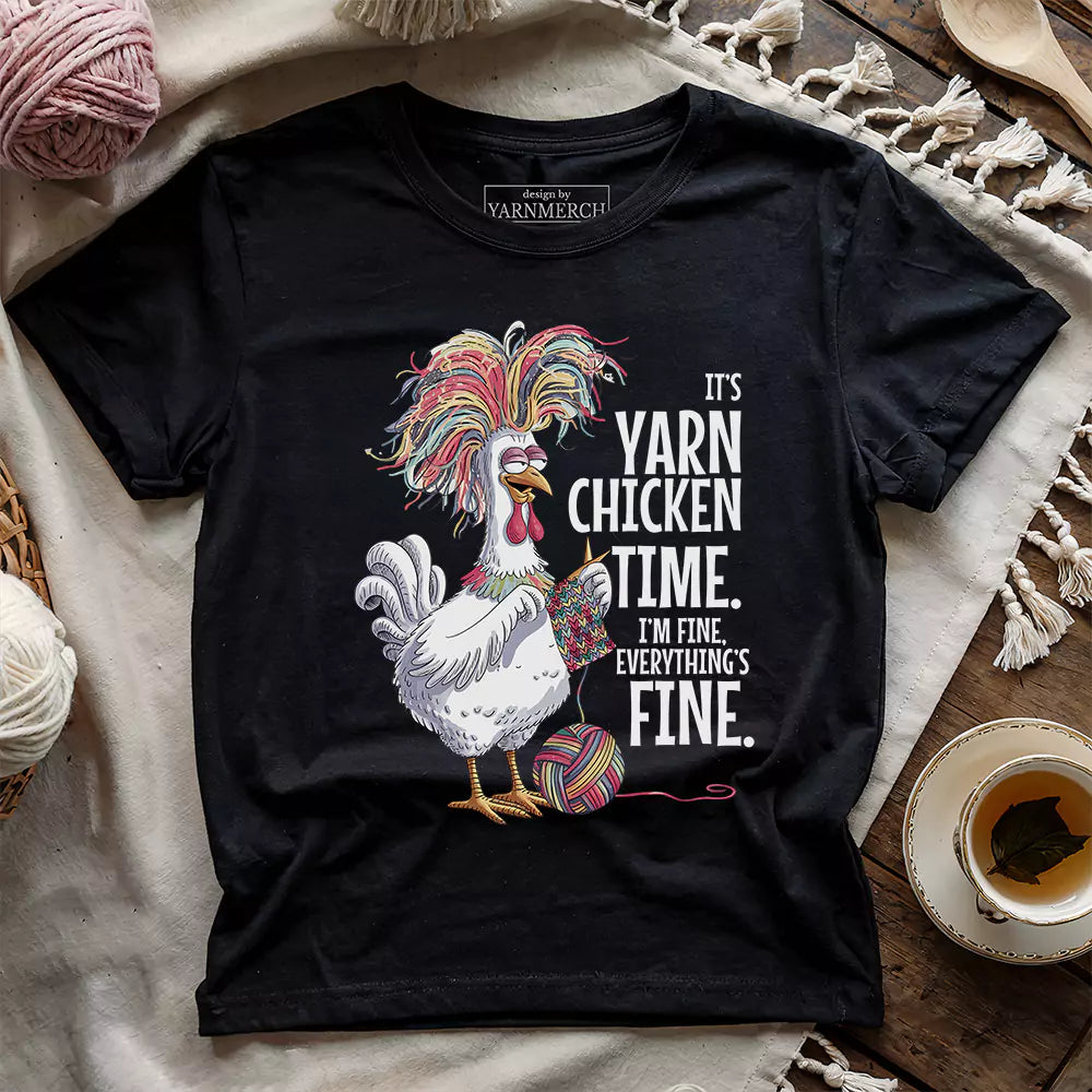 yarn chicken time t shirt black