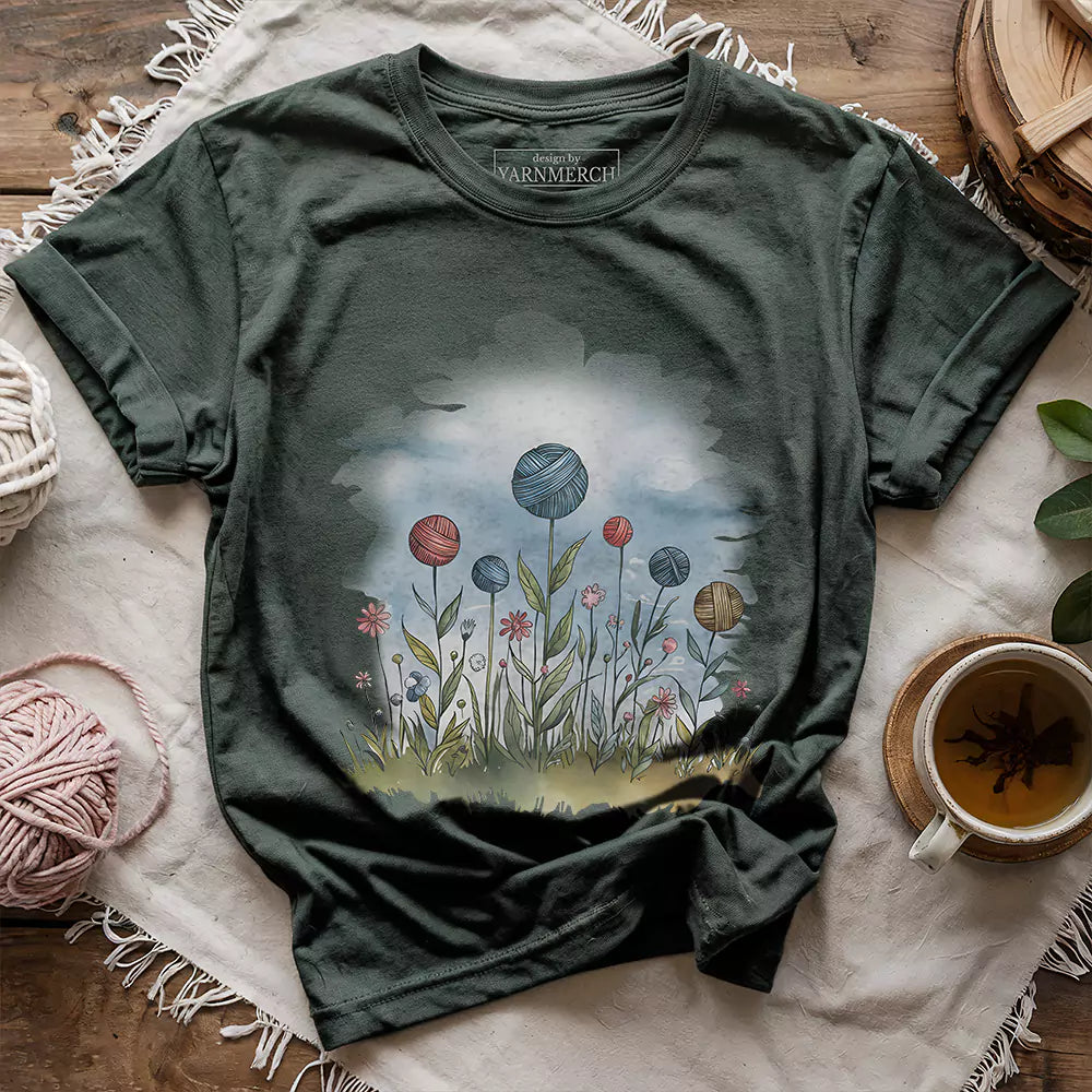 yarn field t shirt forest