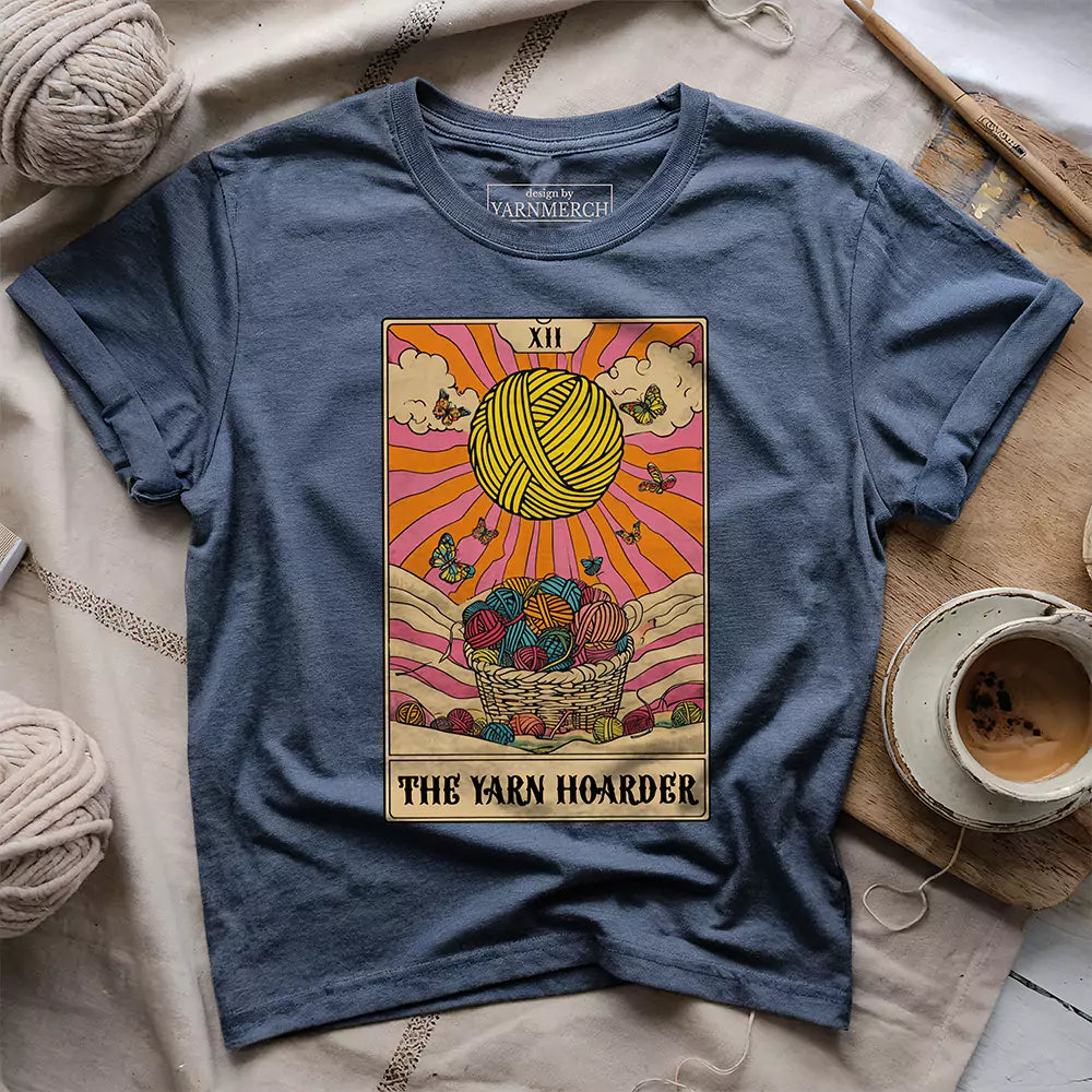 yarn hoarder tarot t shirt heather navy