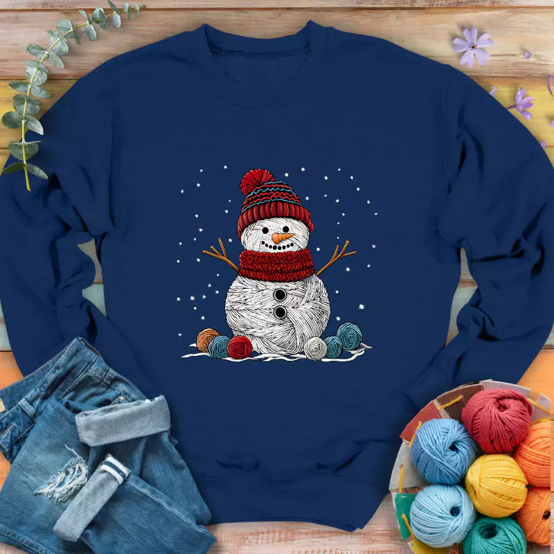 yarn snowman sweatshirt navy