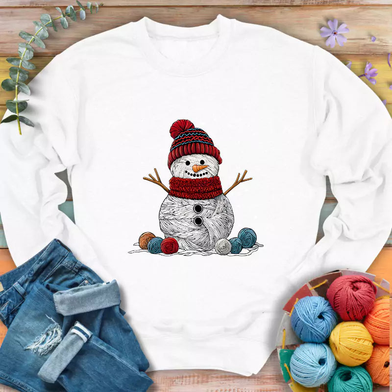 yarn snowman sweatshirt white