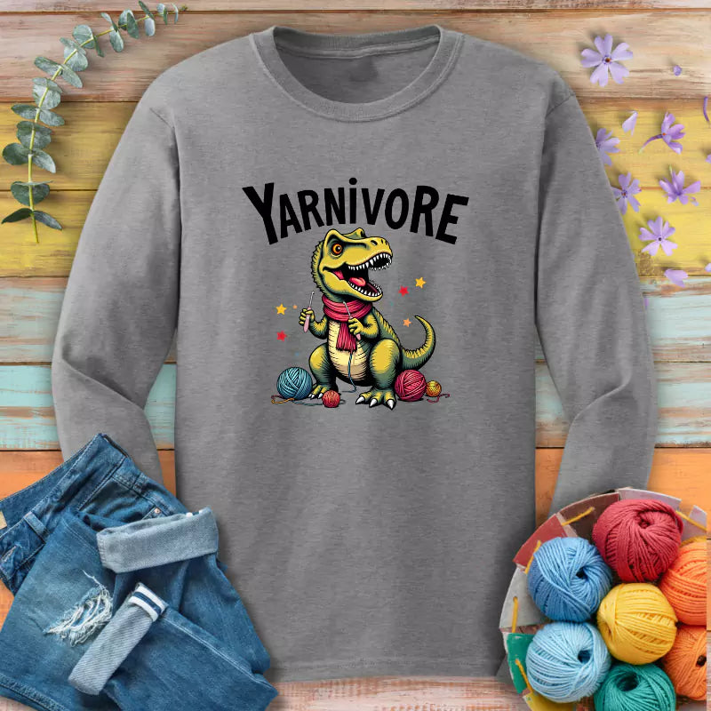 yarnivore crocheter long sleeve sport grey