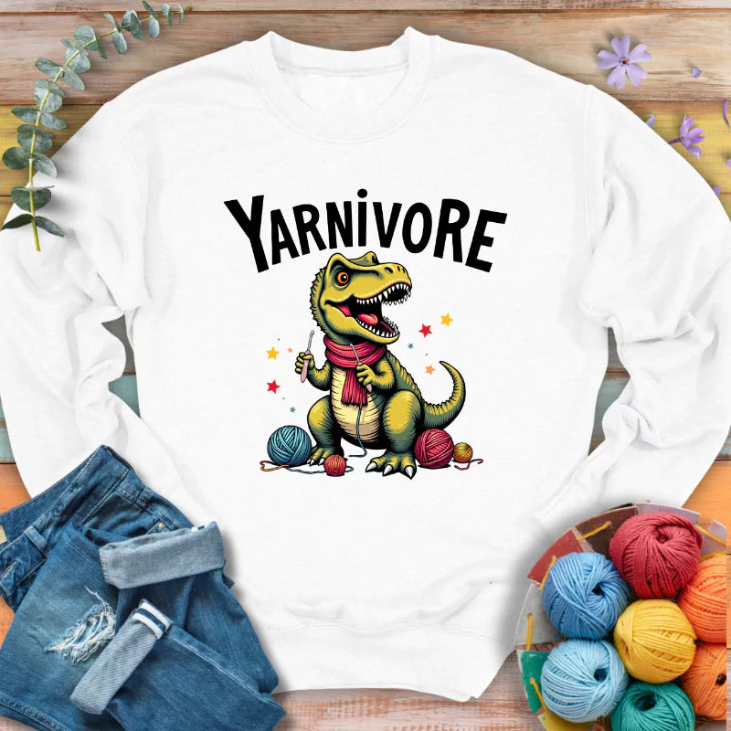 yarnivore crocheter sweatshirt white