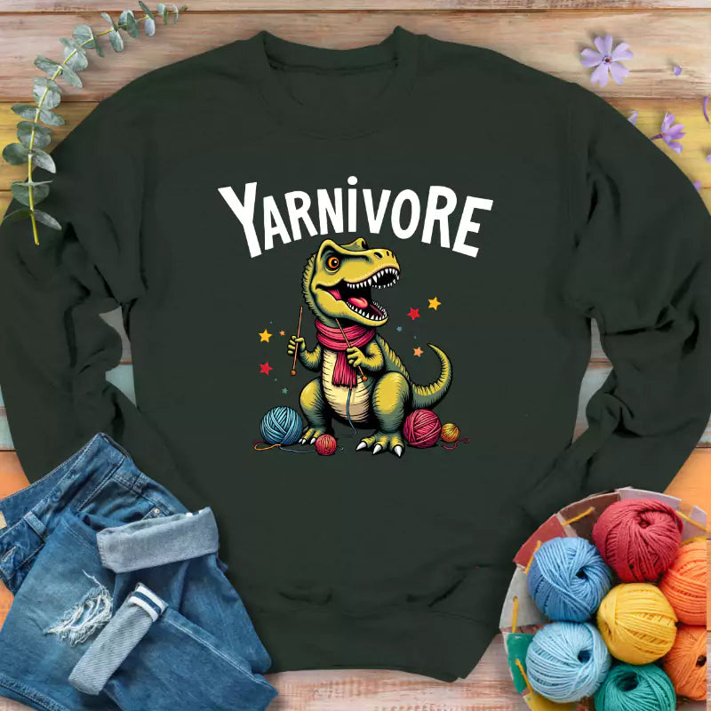 yarnivore knitter sweatshirt forest green