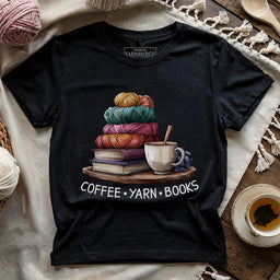 CoffeeYarnBooksT shirt black