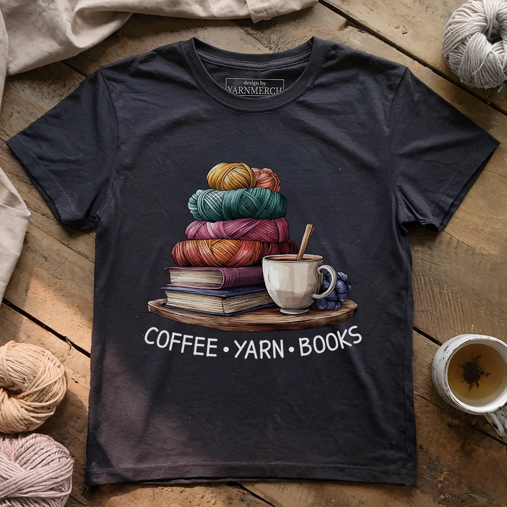 CoffeeYarnBooksT shirt darkgreyheather