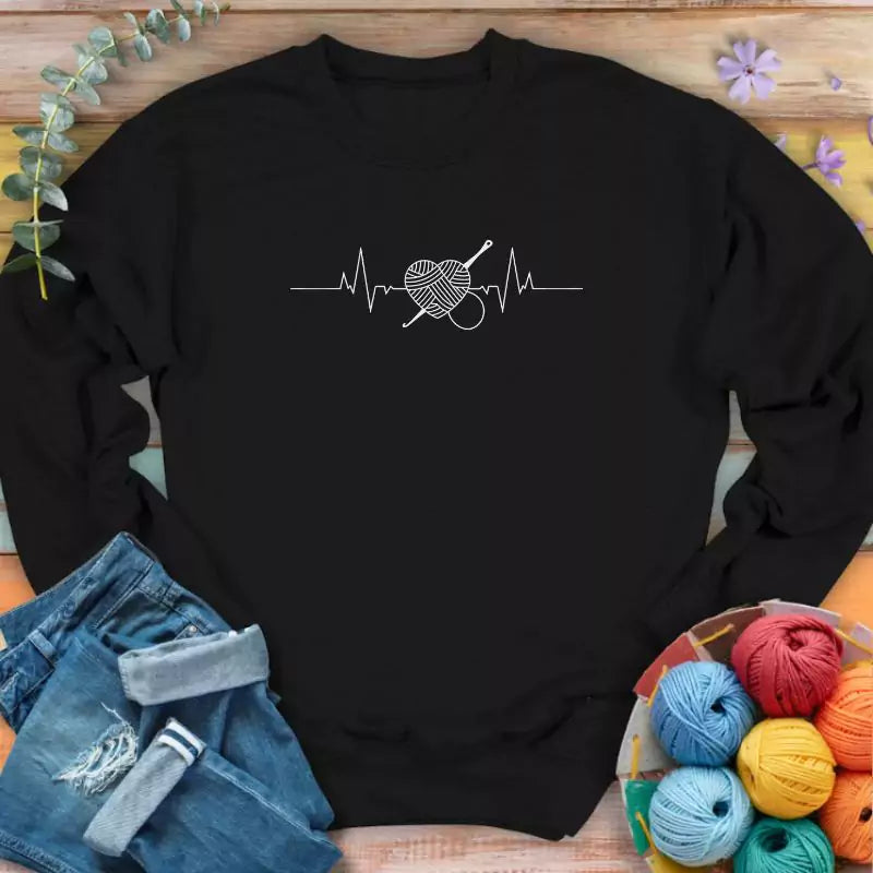 Crochetheartbeatsweatshirtblack