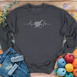 Crochetheartbeatsweatshirtdarkheather