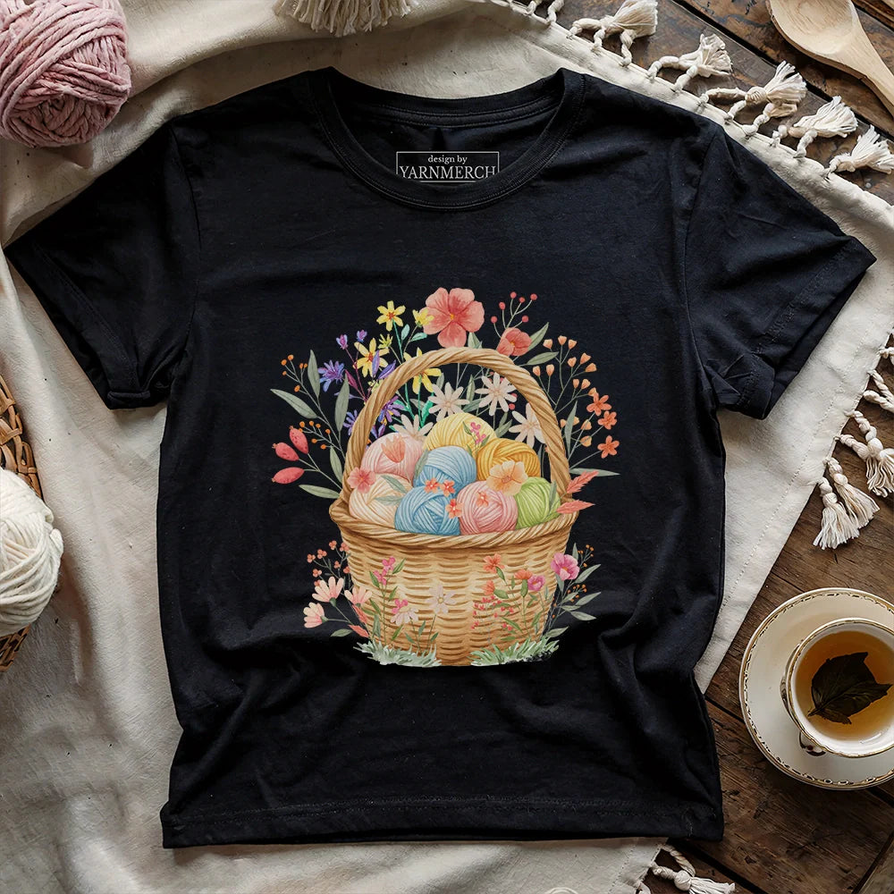 FloralYarnBasketT shirt black