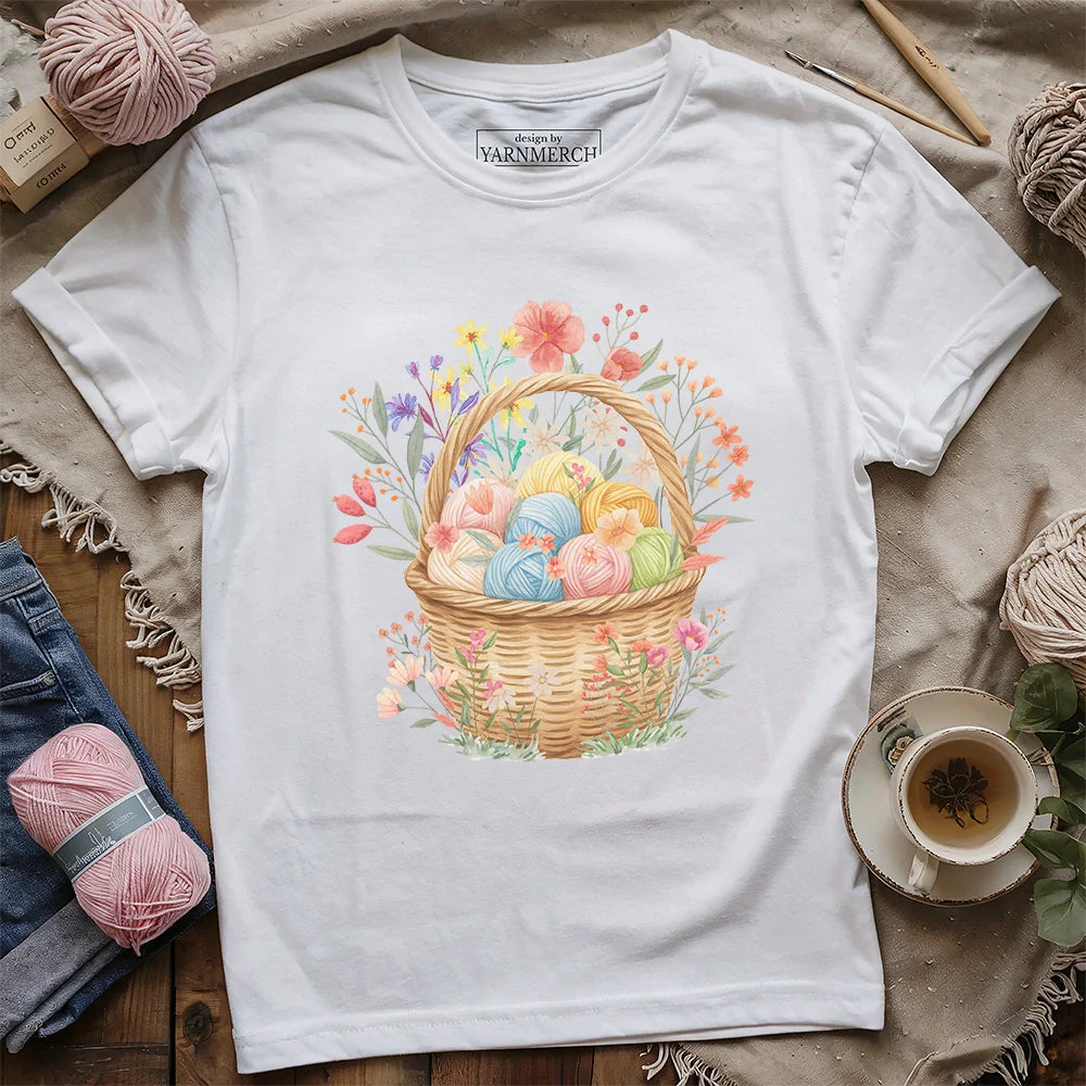 FloralYarnBasketT shirt white
