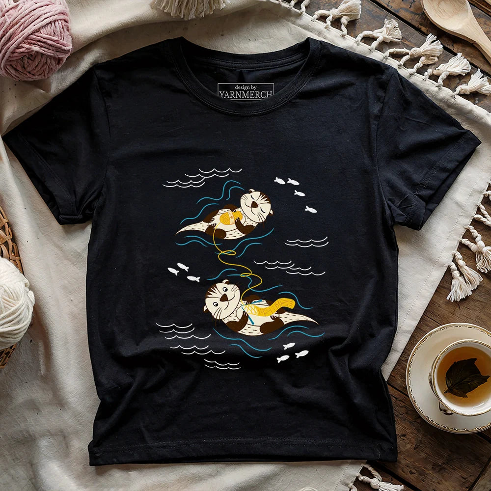 OtterlyKnittingAwayT shirt black
