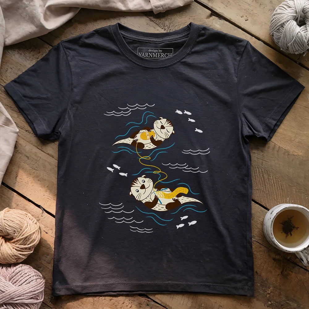 OtterlyKnittingAwayT shirt darkgreyheather