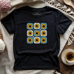 SunflowerGrannySquareT shirt black