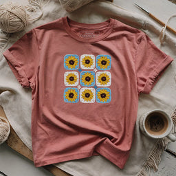 SunflowerGrannySquareT shirt heathermauve