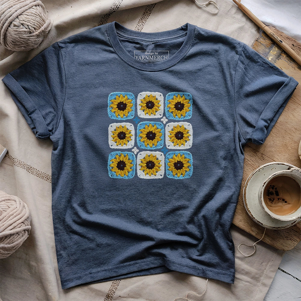 SunflowerGrannySquareT shirt heathernavy