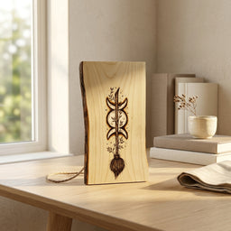 Triple_moon_plaque_on_table