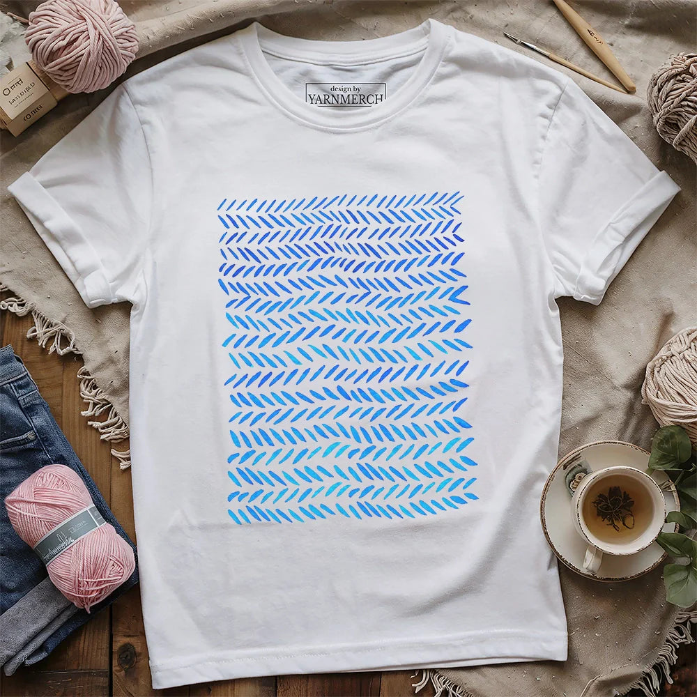 WatercolorknittingpatternT shirt white