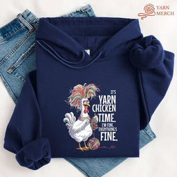 YarnChickenTimeHoodie navy