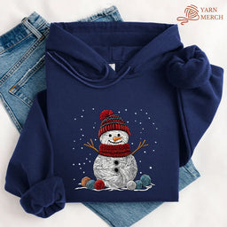 YarnSnowmanHoodie navy