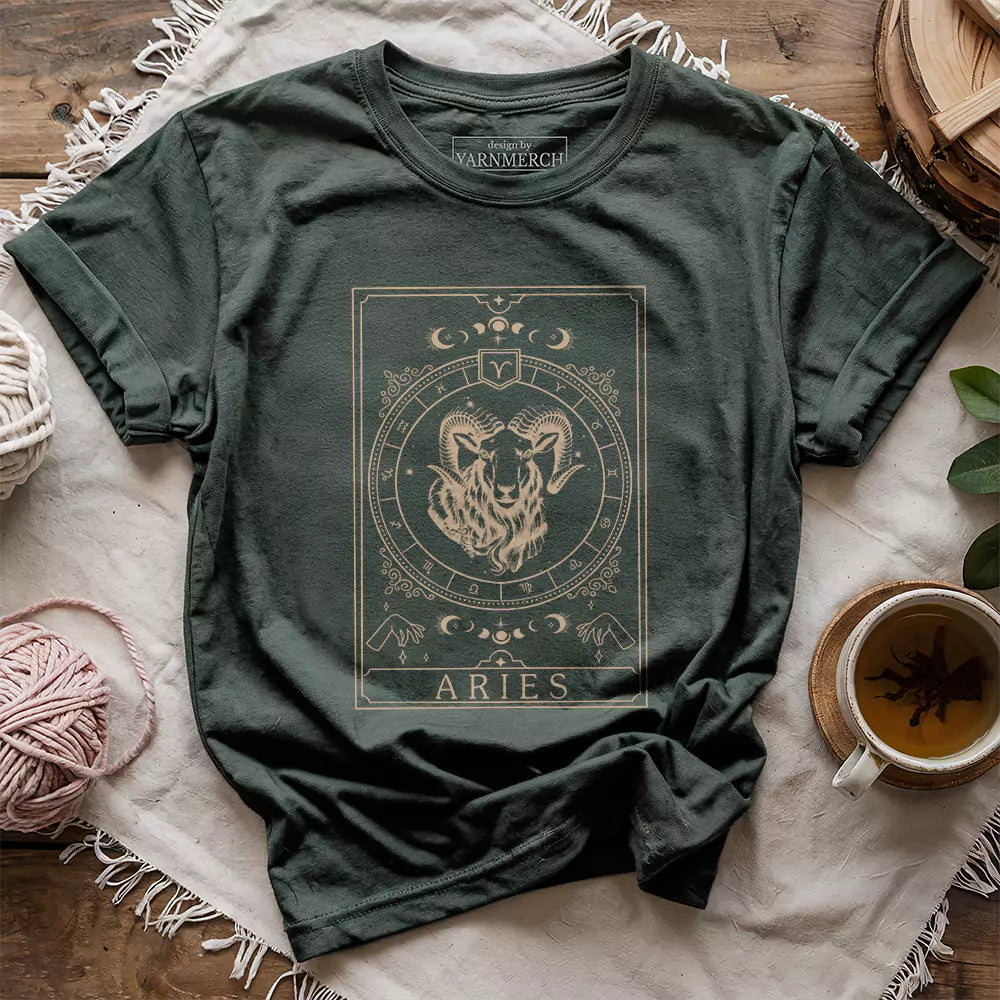 aries yarn tarot t shirt forest