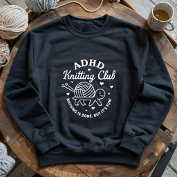 black ADHDKnittingClubSweatshirt