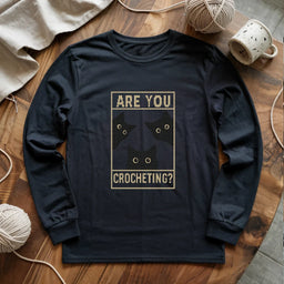 black AreUCrochetingLongSleeveTee