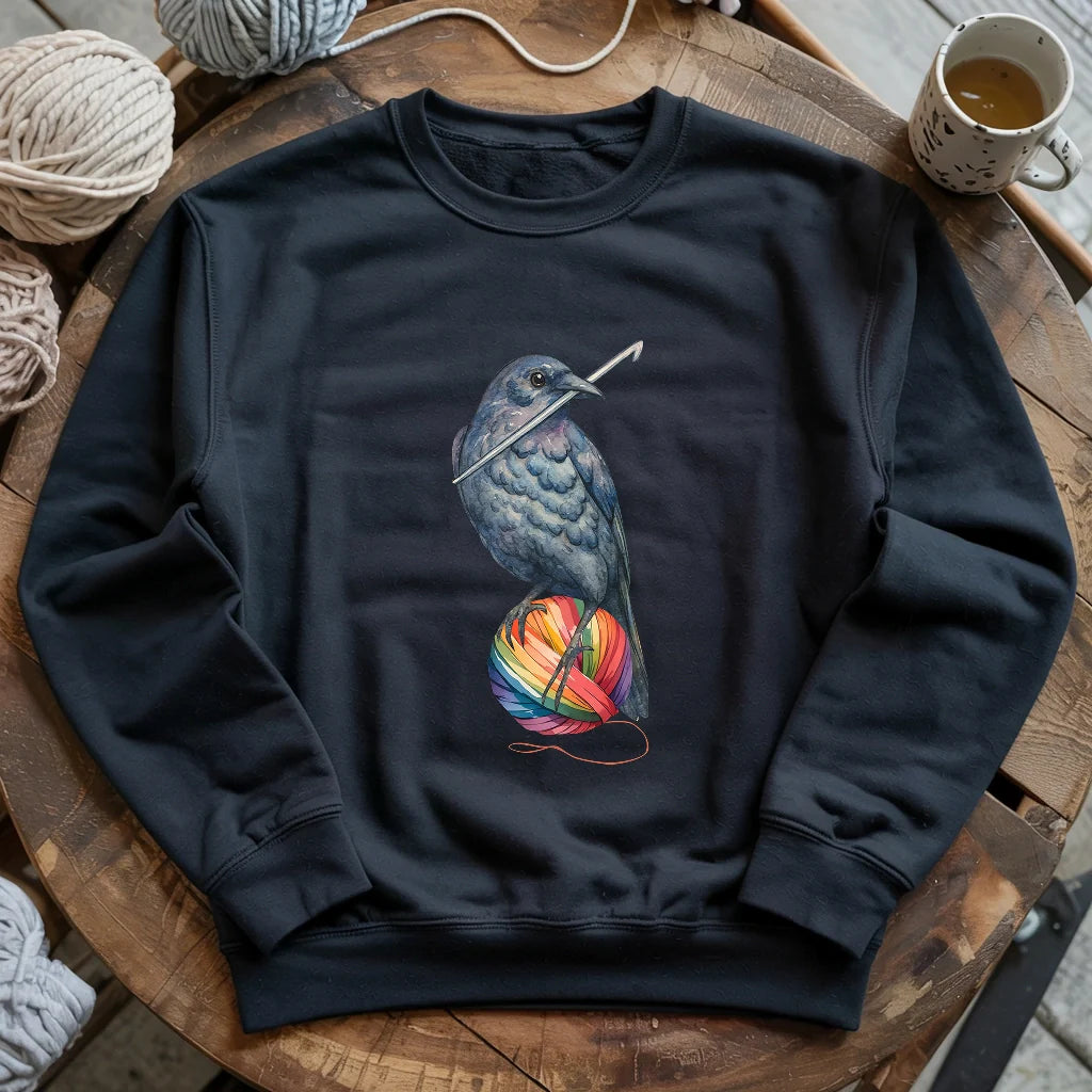 black CrochetCrowSweatshirt
