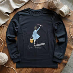 black GoneKnittingLongSleeveT shirt