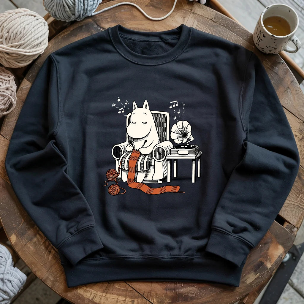 black TheGentleHippoKnitterSweatshirt