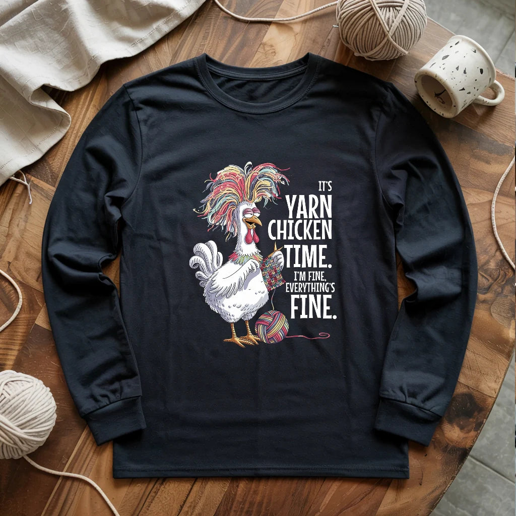 black YarnChickenTimeLongSleeveT shirt