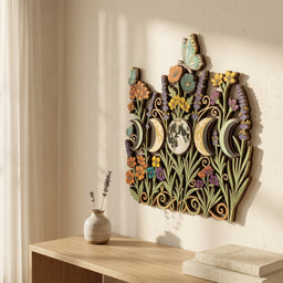 boho floral moon wall decor living room