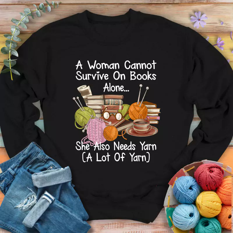 books yarn lover sweathshirt black