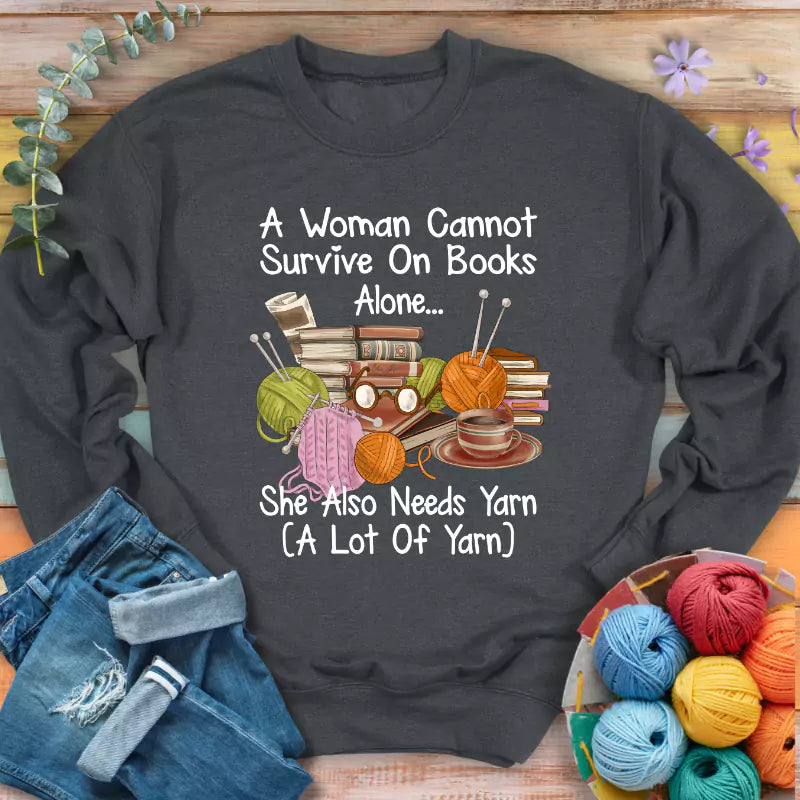 books yarn lover sweathshirt dark heather