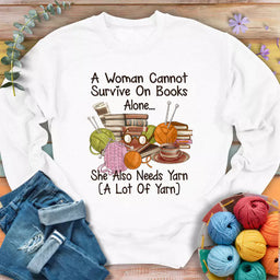 books yarn lover sweathshirt white