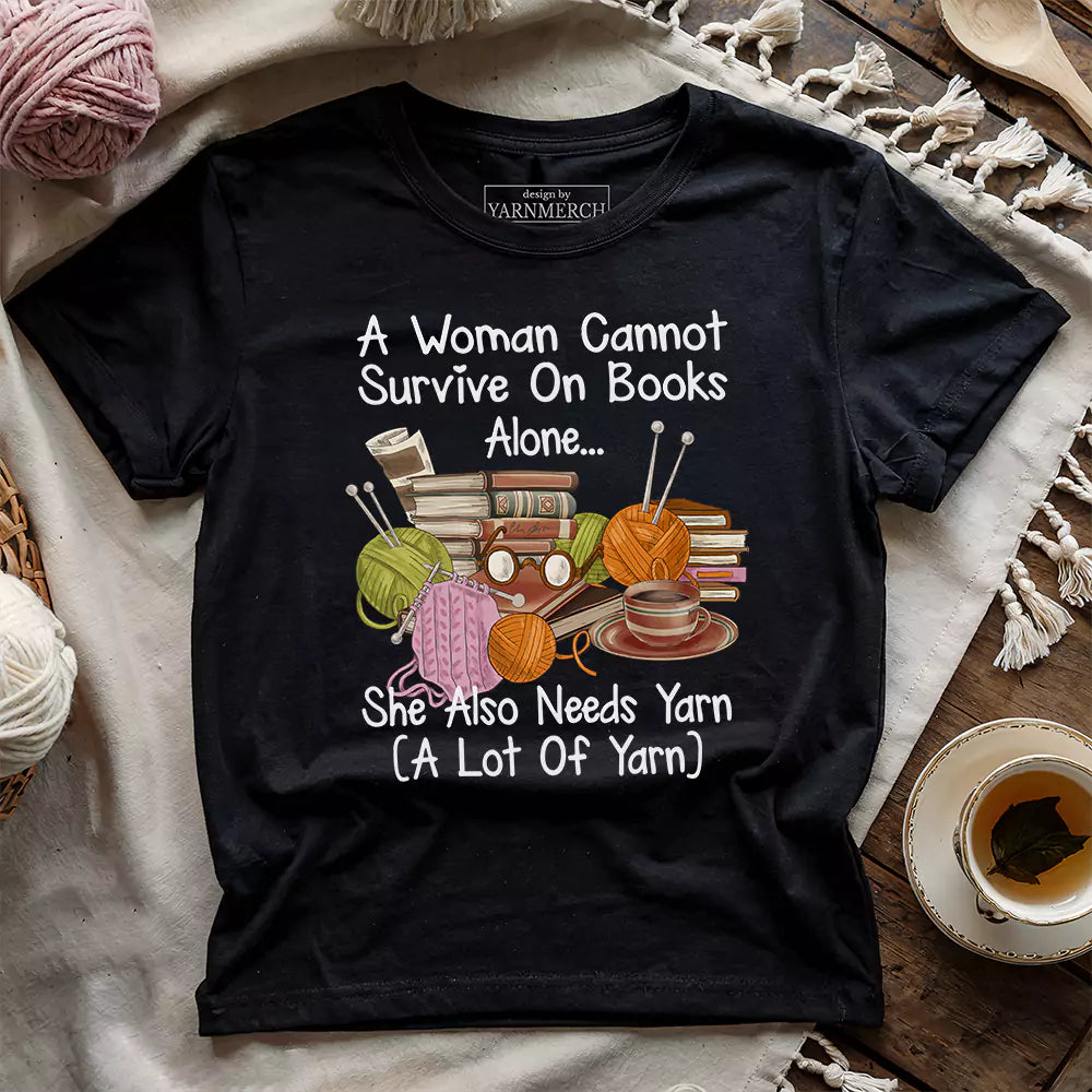 books yarn lover t shirt black