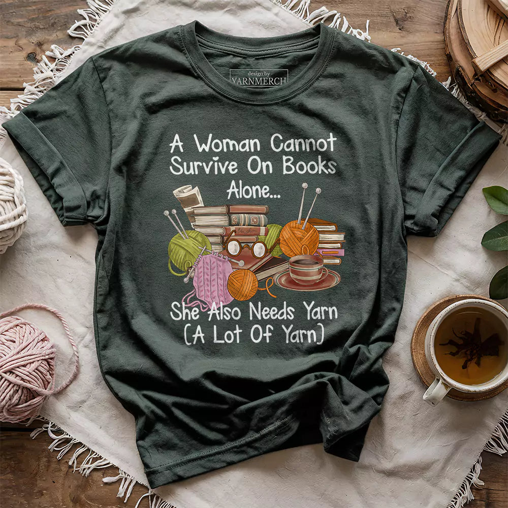 books yarn lover t shirt forest
