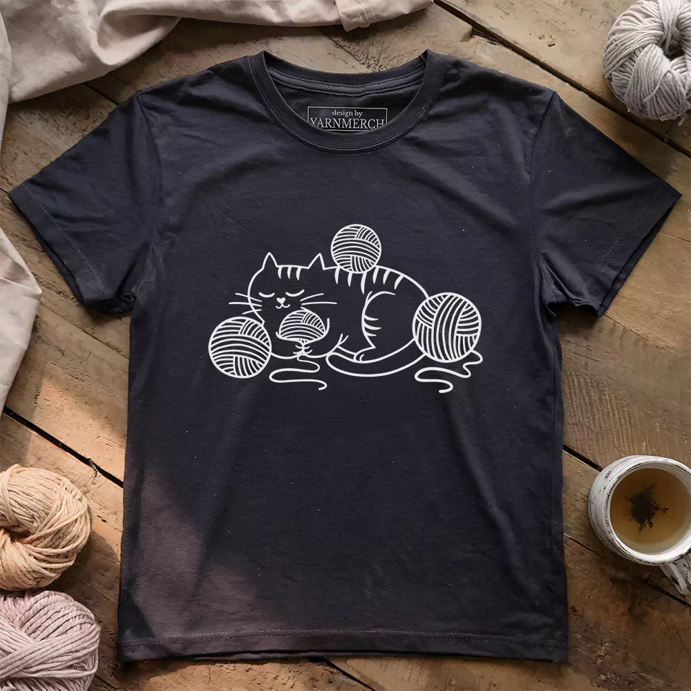 cat and yarn t shirt dark grey heather