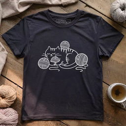 cat and yarn t shirt dark grey heather