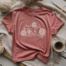 cat and yarn t shirt heather mauve
