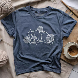 cat and yarn t shirt heather navy