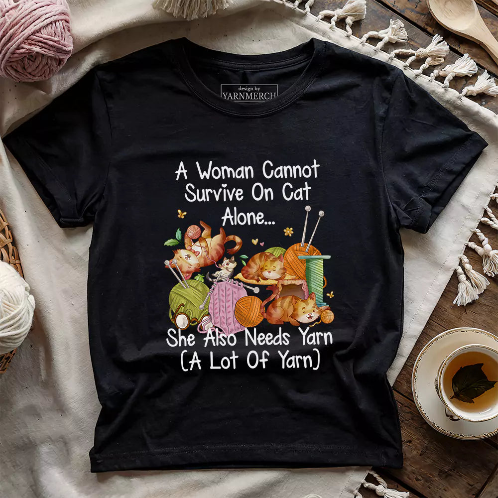 cat yarn lover t shirt black