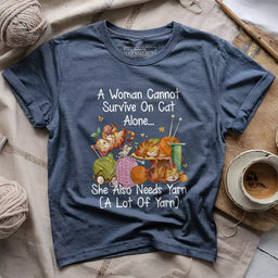 cat yarn lover t shirt heather navy