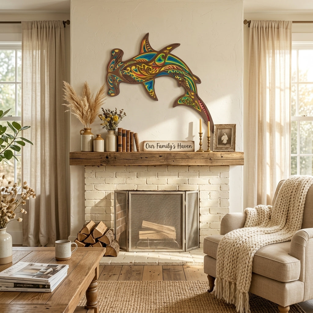 coastal hammerhead shark wall decor living room
