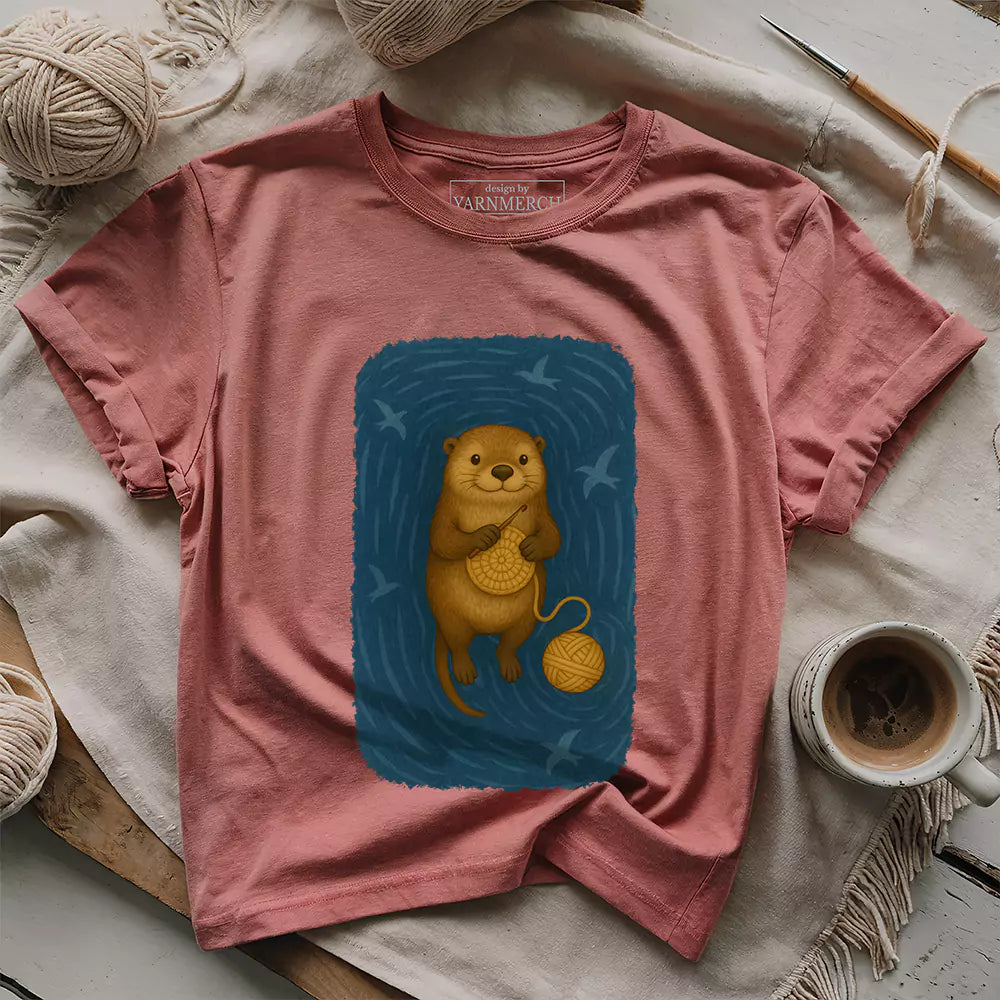 crafty otter t shirt heather mauve